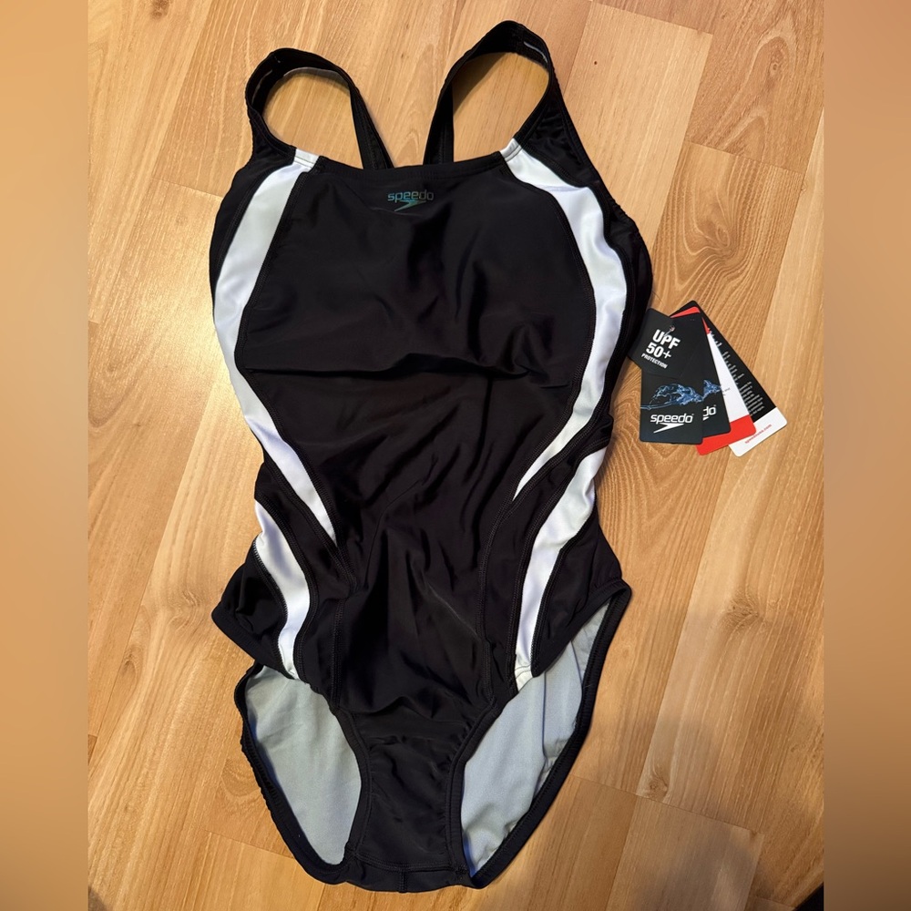 Speedo Women's Black and White One Piece Swimsuit